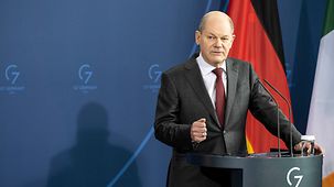 Federal Chancellor Olaf Scholz speaking.