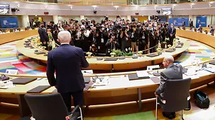Bundeskanzler Olaf Scholz in Brüssel beim Nato-Gipfel.