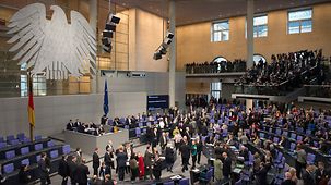 Vue d'ensemble du Bundestag réuni en assemblée plénière