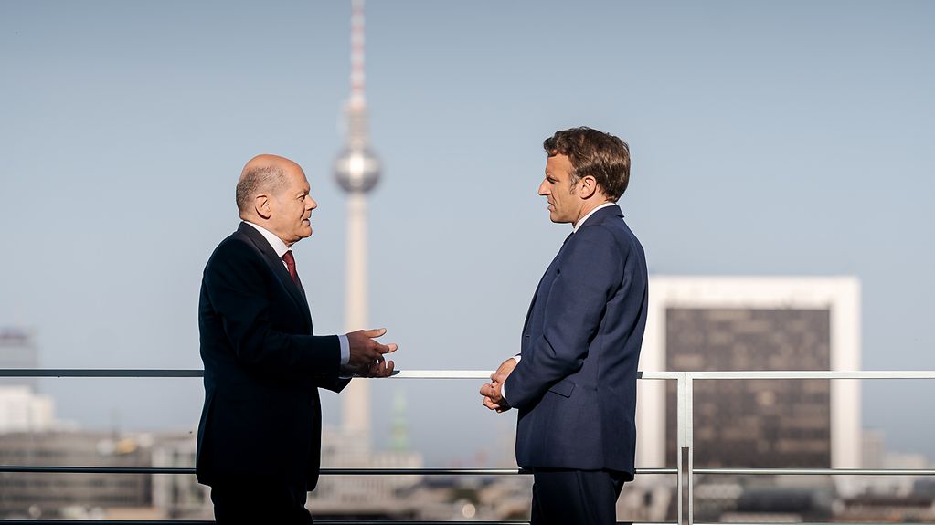 Bundeskanzler Olaf Scholz und Frankreichs Präsident Emmanuel Macron trafen sich zu Gesprächen in Berlin.