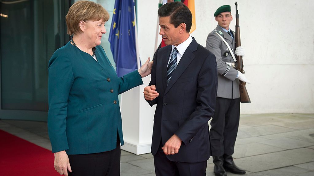 Chancellor Angela Merkel and Mexican President Enrique Pena Nieto