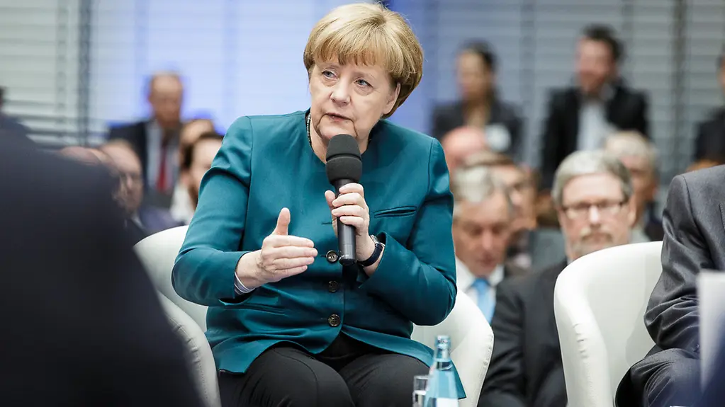 Chancellor Angela Merkel speaks at the Research Summit.
