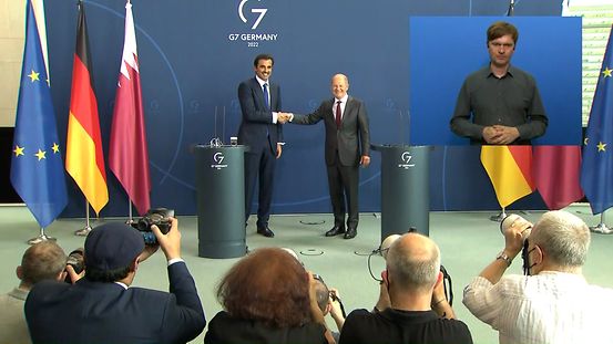Pressebegegnung Scholz und Emir von Katar