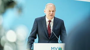 Federal Chancellor Olaf Scholz at a session of the cabinet of Mecklenburg-Western Pomerania.
