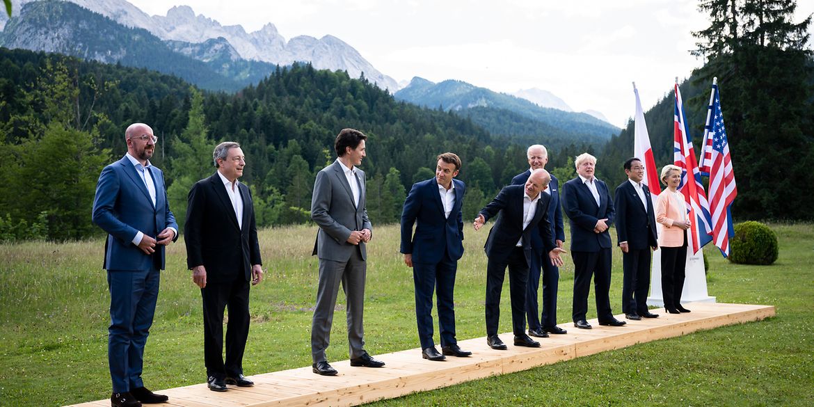 Die Staats- und Regierungschefs der G7 in Elmau am Wettersteingebirge