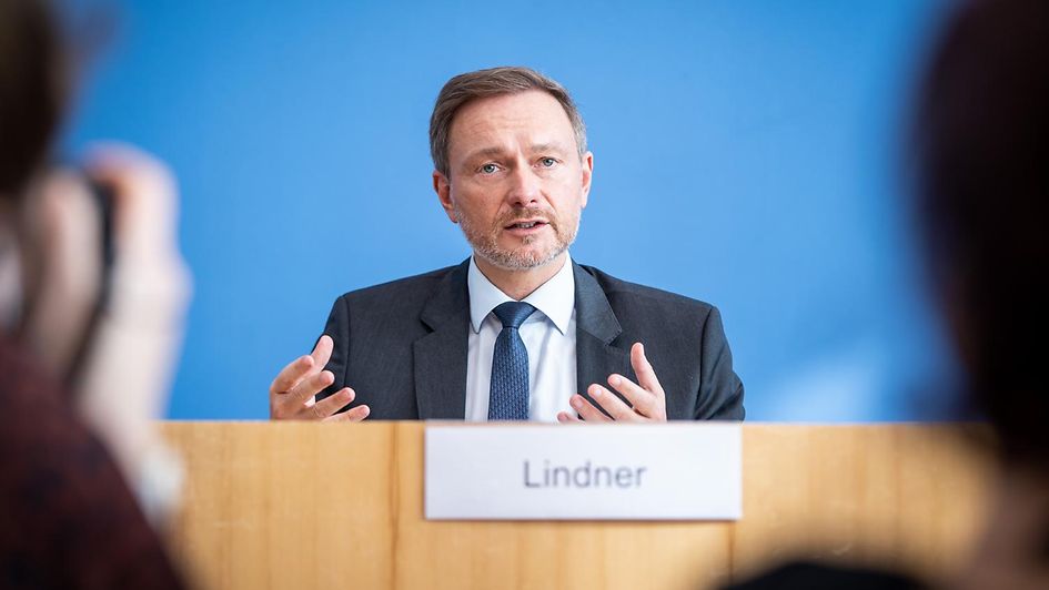 Federal Finance Minister Christian Lindner at the government press conference on 16 March 2022