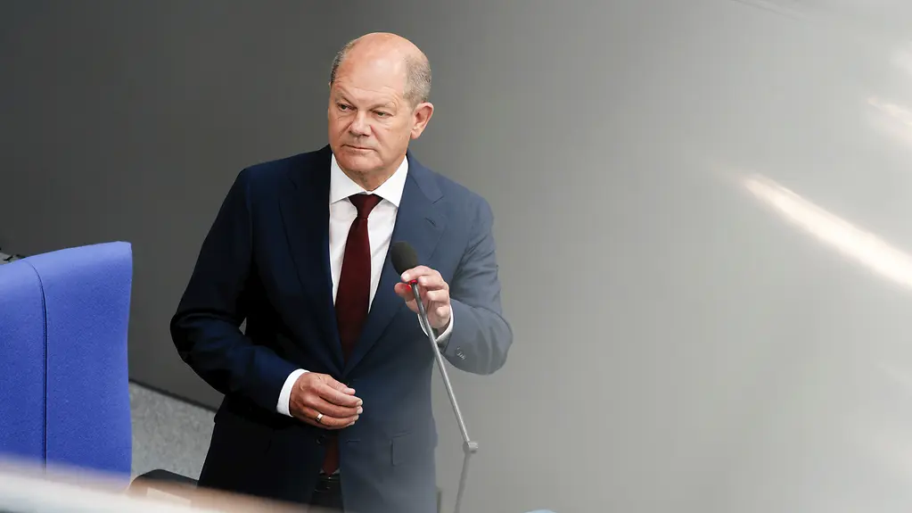 Federal Chancellor Olaf Scholz during government question time in the Bundestag