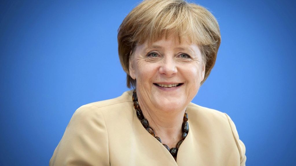 Bundeskanzlerin Merkel während einer Pressekonferenz in der Bundespressekonferenz.