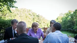 Chancellor Angela Merkel and President Barack Obama during a bilateral talk
