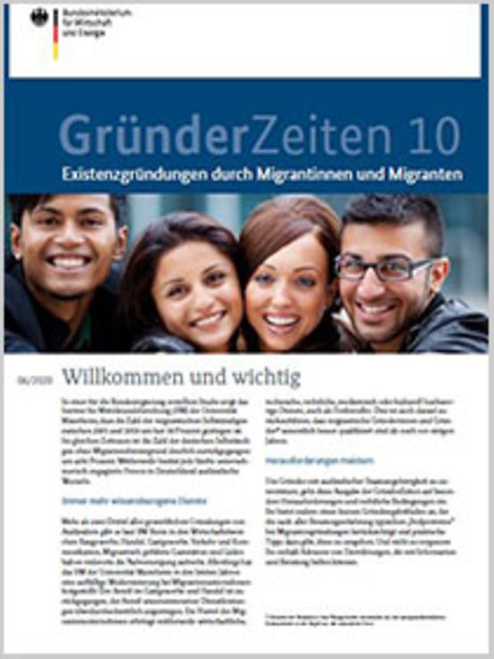 Titelbild der Publikation "GründerZeiten Nr. 10: Existenzgründungen durch Migrantinnen und Migranten"