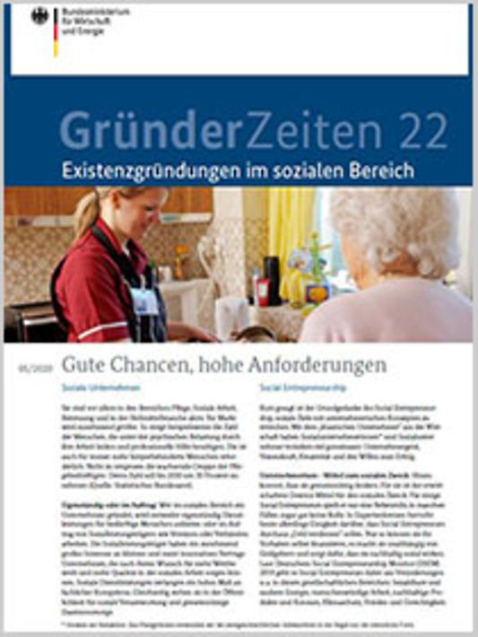 Titelbild der Publikation "GründerZeiten Nr. 22: Existenzgründungen im sozialen Bereich"