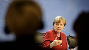 Bundeskanzlerin Angela Merkel bei Abschluss-PK.