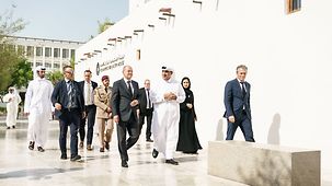 Federal Chancellor Olaf Scholz on a visit to the Mohammed Bin Jassim Building.