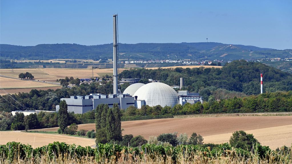 Photo shows Neckar nuclear power station.