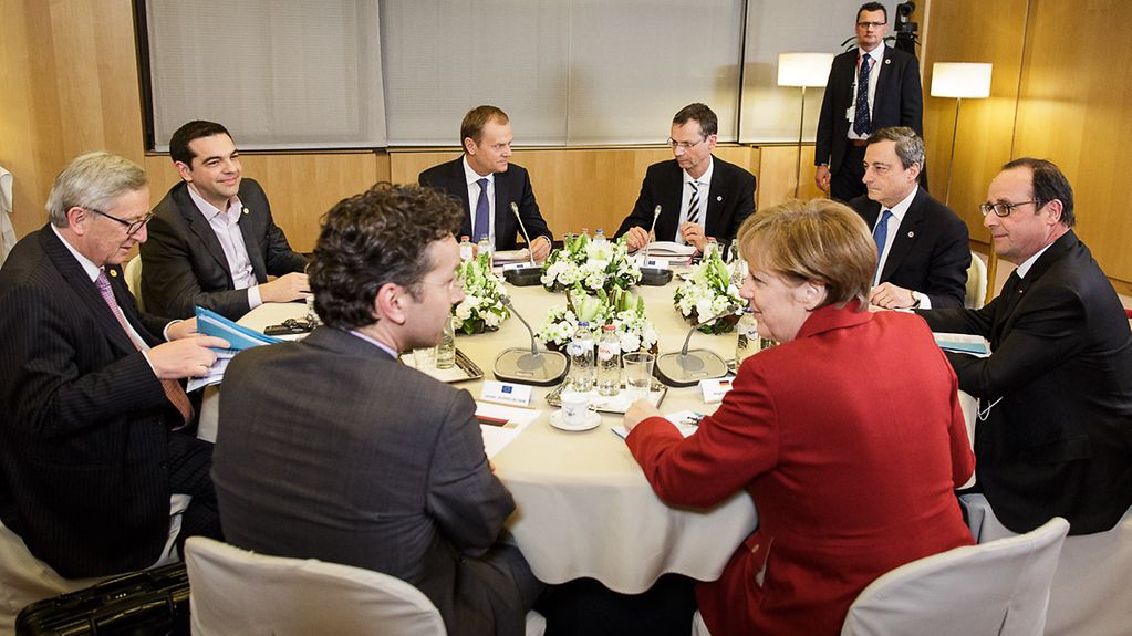 Bundeskanzlerin Angela Merkel bei einem Sondertreffen zur Griechenland-Krise.