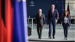 Bundeskanzler Olaf Scholz bei einem Treffen der konzertierten Aktion.