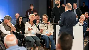 Bundeskanzler Olaf Scholz während des Kanzlergesprächs.