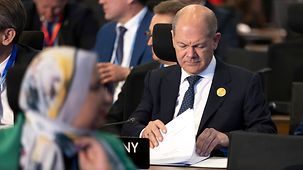Bundeskanzler Olaf Scholz bei der Weltklimakonferenz.