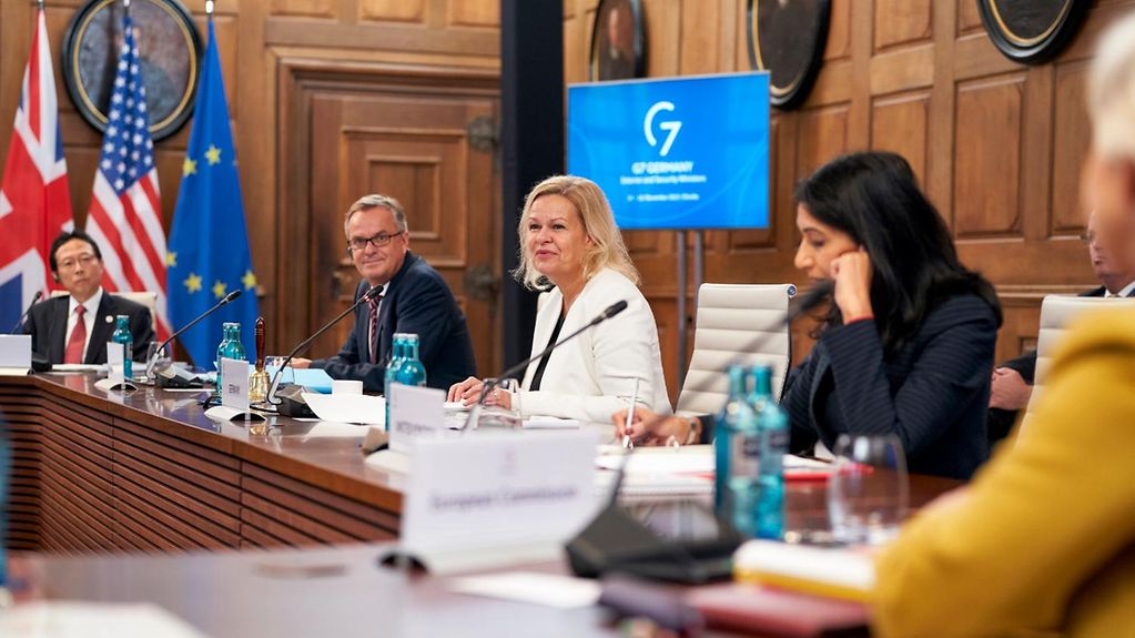 Bundesinnenministerin Nancy Faeser bei der G7-Innenministerkonferenz