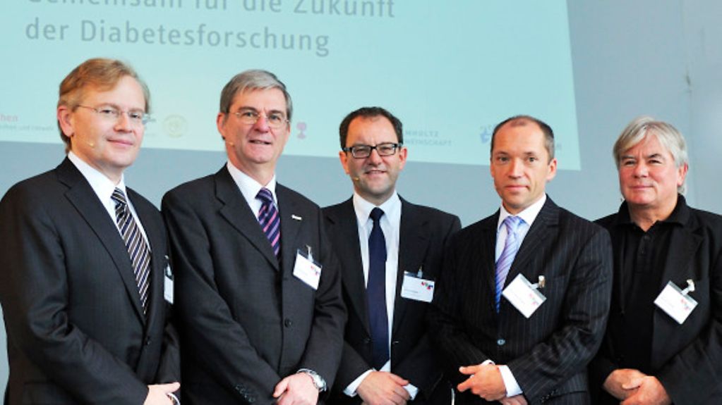Von links: Prof. Dr. Michael Roden, Prof. Dr. Dr. Hans-Georg Joost, Prof. Dr. Michele Solimena, Prof. Dr. Martin Hrabé de Angelis, Prof. Dr. Dr. h.c. Hans-Ulrich Häring