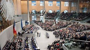 Blick in den Plenarsaal im Reichstag.