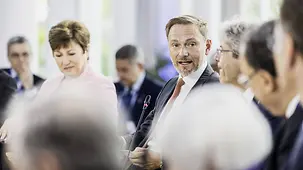 Bundesfinanzminister Christian Lindner mit seinen G7-Amtskolleginnen und -kollegen.