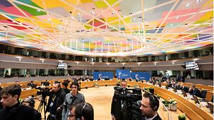 Sitzungssaal des Europäischen Rats in Brüssel.