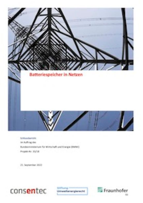 Titelbild der Publikation "Studie: Batteriespeicher in Netzen"