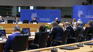 Wolodymyr Selensky, ukrainischer Präsident, bei einer Sitzung des EU-Rats.