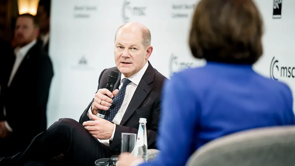 Le chancelier Scholz lors de la Conférence de Munich sur la sécurité