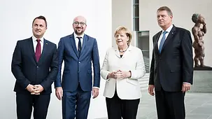 Bundeskanzlerin Angela Merkel empfängt Luxemburgs Staats- und Premierminister Xavier Bettel, Belgiens Premierminister Charles Michel und Rumäniens Präsident Klaus Johannis.