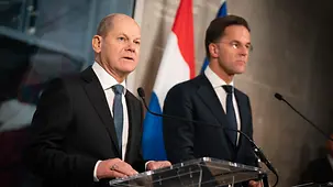 Bundeskanzler Olaf Scholz bei Deutsch-Niederländischen Regierungskonsultationen.