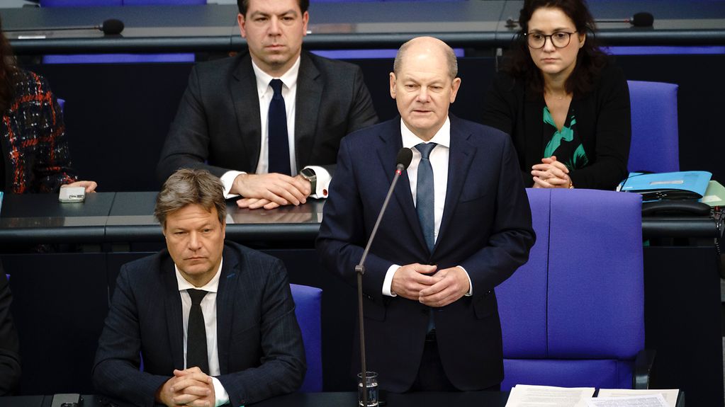 Federal Chancellor Olaf Scholz during a government question time session.