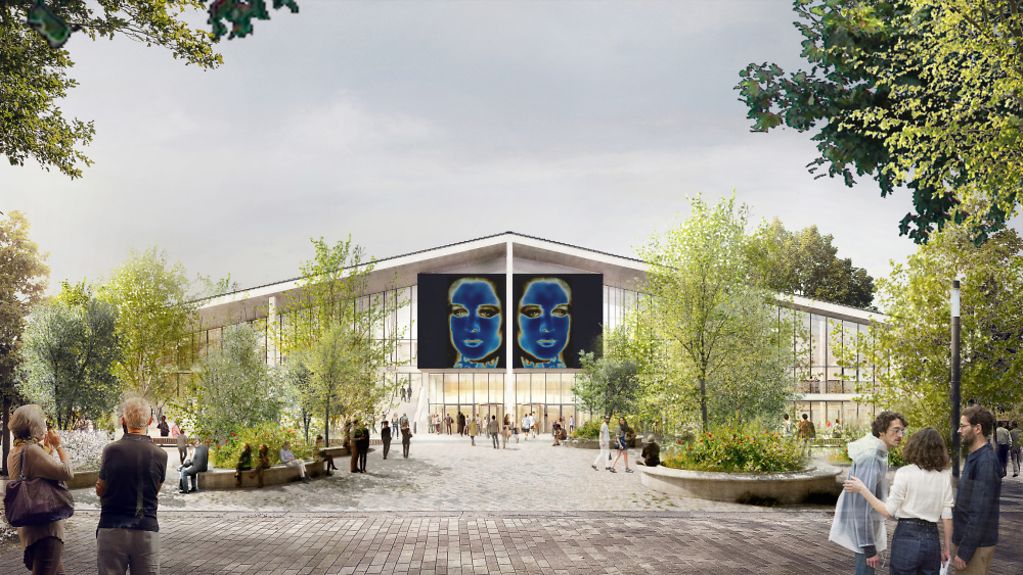 Entwurf für die Nordfassade des geplanten Museums des 20. Jahrhunderts auf dem Berliner Kulturforum