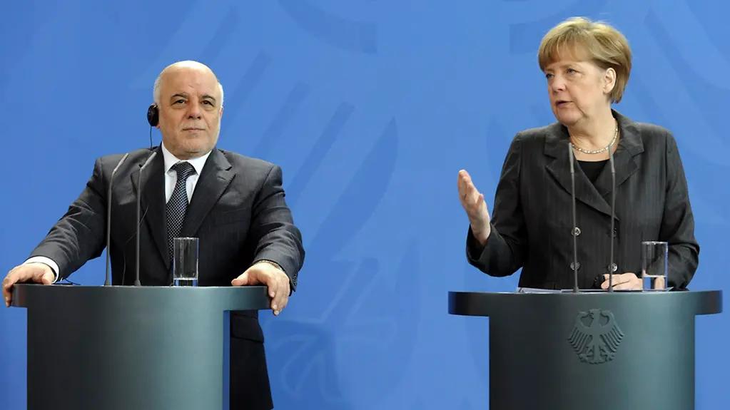 Bundeskanzlerin Angela Merkel und der irakische Ministerpräsident Haider al-Abadi bei der gemeinsamen PK.