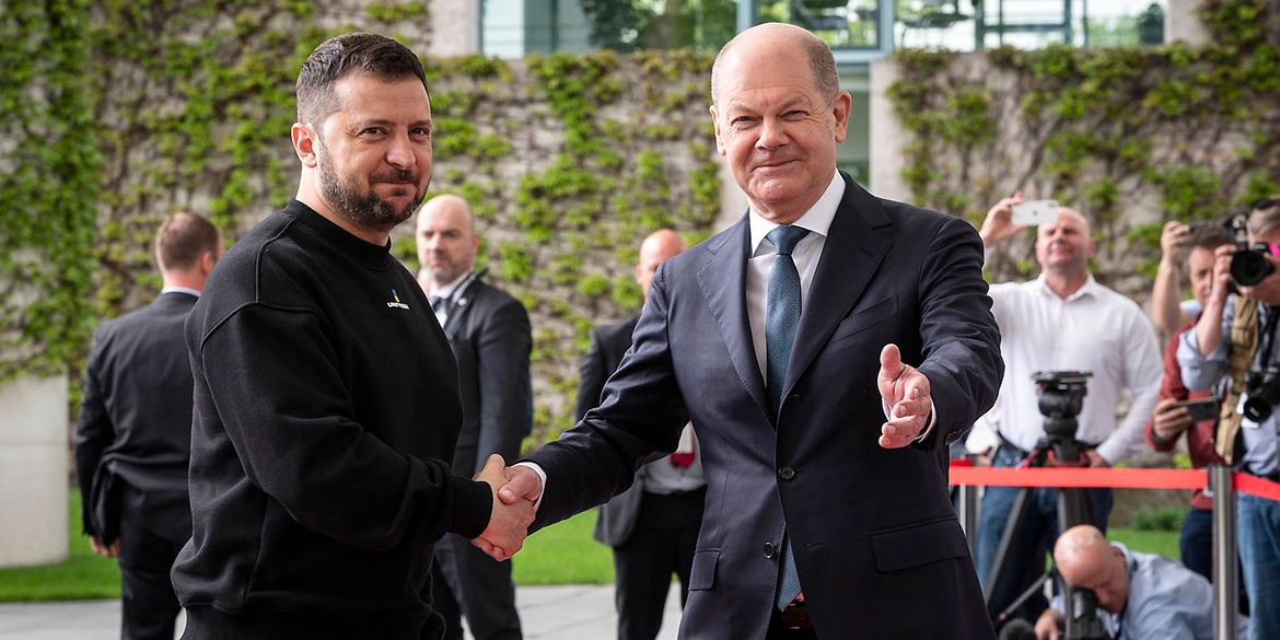  Bundekanzler Scholz und der ukrainische Präsident Wolodymyr Selensky.