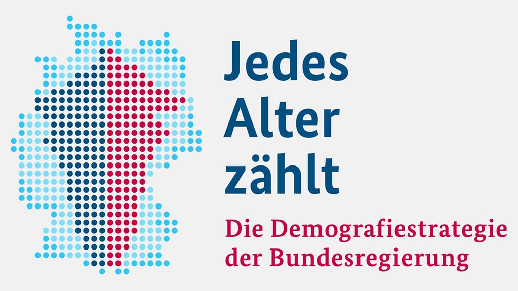 Logo der Demografiestrategie der Bundesregierung mit dem Motto "Jedes Alter zählt"