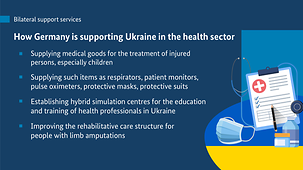 This graphic shows a breakdown of German support for Ukraine in the health sector.