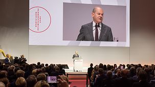Federal Chancellor Olaf Scholz speaking at the Deutscher Sparkassentag