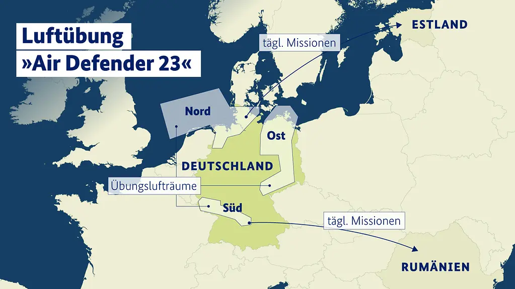 Karte zur Luftübung "Air Defender 23"