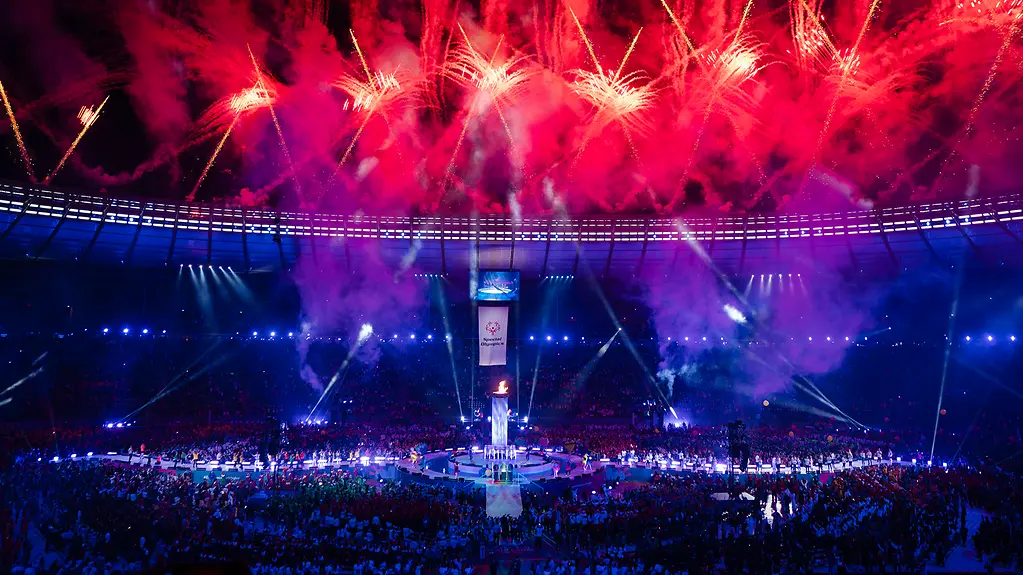 Bild aus dem Olympiastadion Berlin während der Eröffnungsfeier der Special Olympics World Games 2023