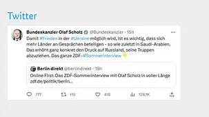 Damit #Frieden in der #Ukraine möglich wird, ist es wichtig, dass sich mehr Länder an Gesprächen beteiligen - so wie zuletzt in Saudi-Arabien. Das erhöht ganz konkret den Druck auf Russland, seine Truppen abzuziehen. Das ganze ZDF-#Sommerinterview