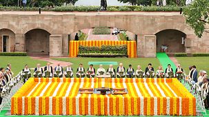 Gedenken für Mahatma Gandhi an der Gedenkstätte.
