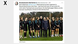 Der Fußball der @DFB_Frauen -Nationalmannschaft begeistert in Deutschland immer mehr Fans - das freut mich sehr. Es war schön für mich, beim Training heute zuzuschauen.