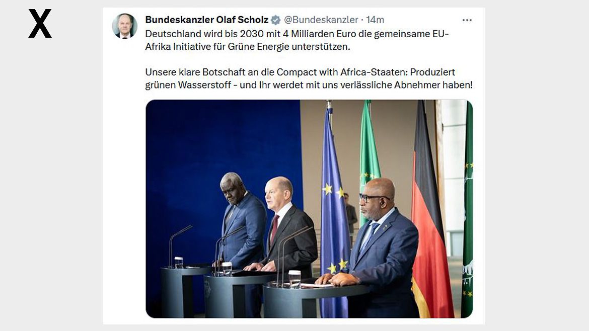 Deutschland wird bis 2030 mit 4 Milliarden Euro die gemeinsame EU-Afrika Initiative für Grüne Energie unterstützen. 