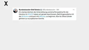 Ein starkes Zeichen der Unterstützung und eine Perspektive für die Ukraine: Im #EUCO haben wir gerade beschlossen, Beitrittsgespräche mit der #Ukraine und auch mit #Moldau zu beginnen. Klar ist: Diese Länder gehören zur europäischen Familie.