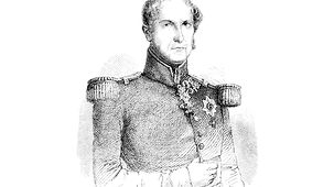 Historische Zeichnung aus dem 19. Jahrhundert, Portrait von Leopold I. Georg Christian Friedrich von Belgien, 1790 - 1865, erster König von Belgien