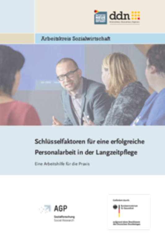 Titelbild der Publikation "Schlüsselfaktoren für eine erfolgreiche Personalarbeit in der Langzeitpflege - Eine Arbeitshilfe für die Praxis"