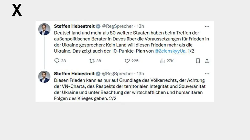 Deutschland und mehr als 80 weitere Staaten haben beim Treffen der außenpolitischen Berater in Davos über die Voraussetzungen für Frieden in der Ukraine gesprochen.