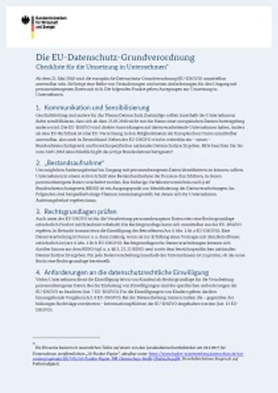 Titelbild der Publikation "Die EU-Datenschutz-Grundverordnung"